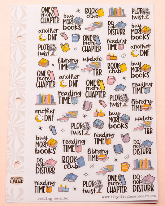 Bookish Reading Sampler Planner Stickers | Reading Functional Stickers | Bookish Stickers | Functional Deco | Script | Icon | Typography