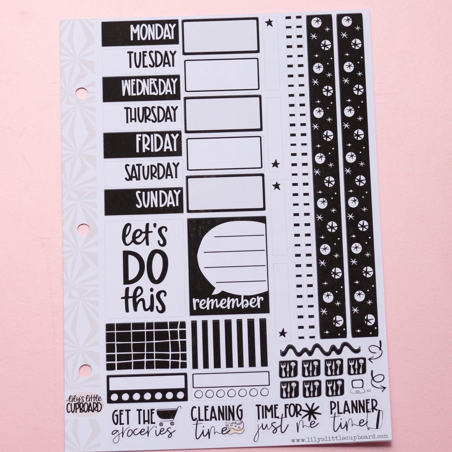Monochrome Collection Black and White | Functional Planner Stickers | Typography Scripts Planner Stickers | Weekly Planner Sticker Kit