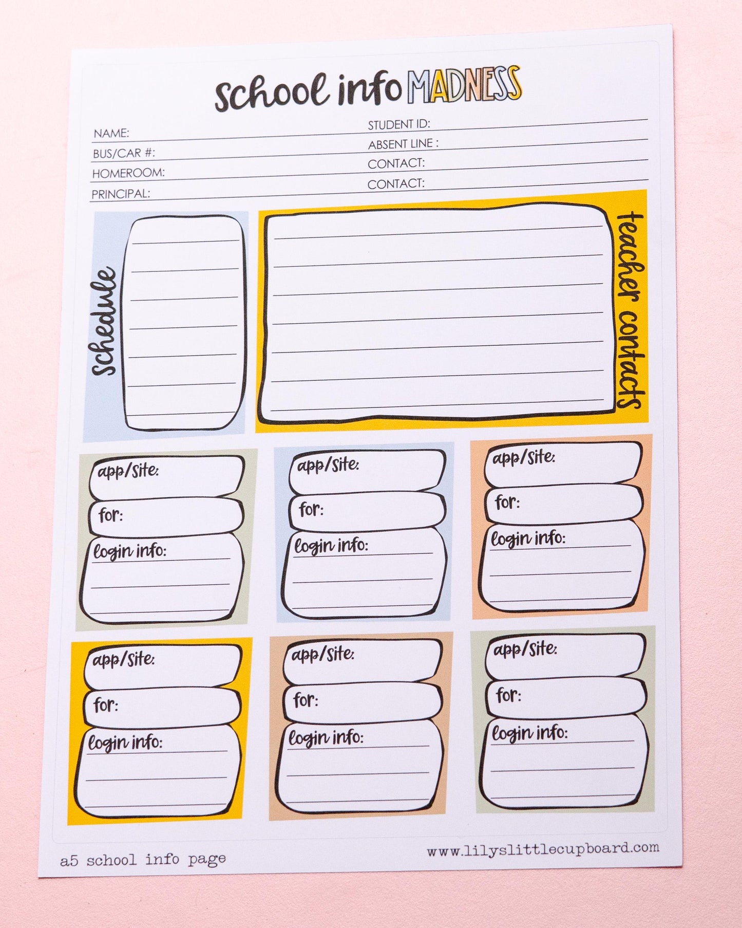 School Info Full Page Notes Page Sticker Kit | School Full Page Planner Stickers | Home Organization Dashboard Planner Full Page Sticker