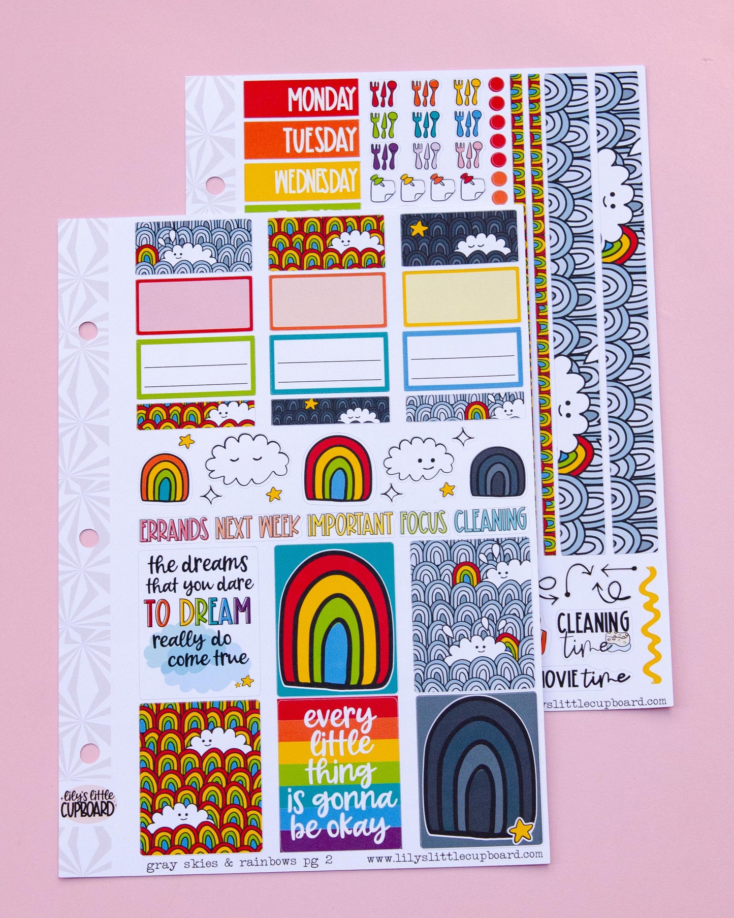 Gray Skies and Rainbows | Weekly Sticker Kit | Colorful Planner Kit | Cute Rainbow | Rainy Day Sticker Kit A la Carte Planner Kit