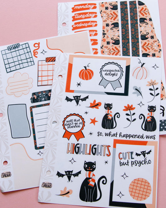 Bat Kitty Halloween Journaling Sticker Kit: Jumbo Planner Stickers