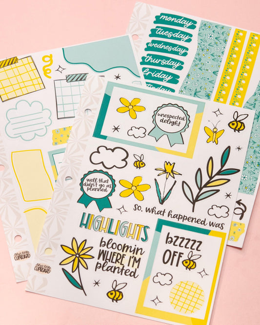 Daisies Journaling Sticker Kit | Memory Keeping | Journal Stickers | Anytime Planner Kit | Spring Summer Floral Sticker Kit