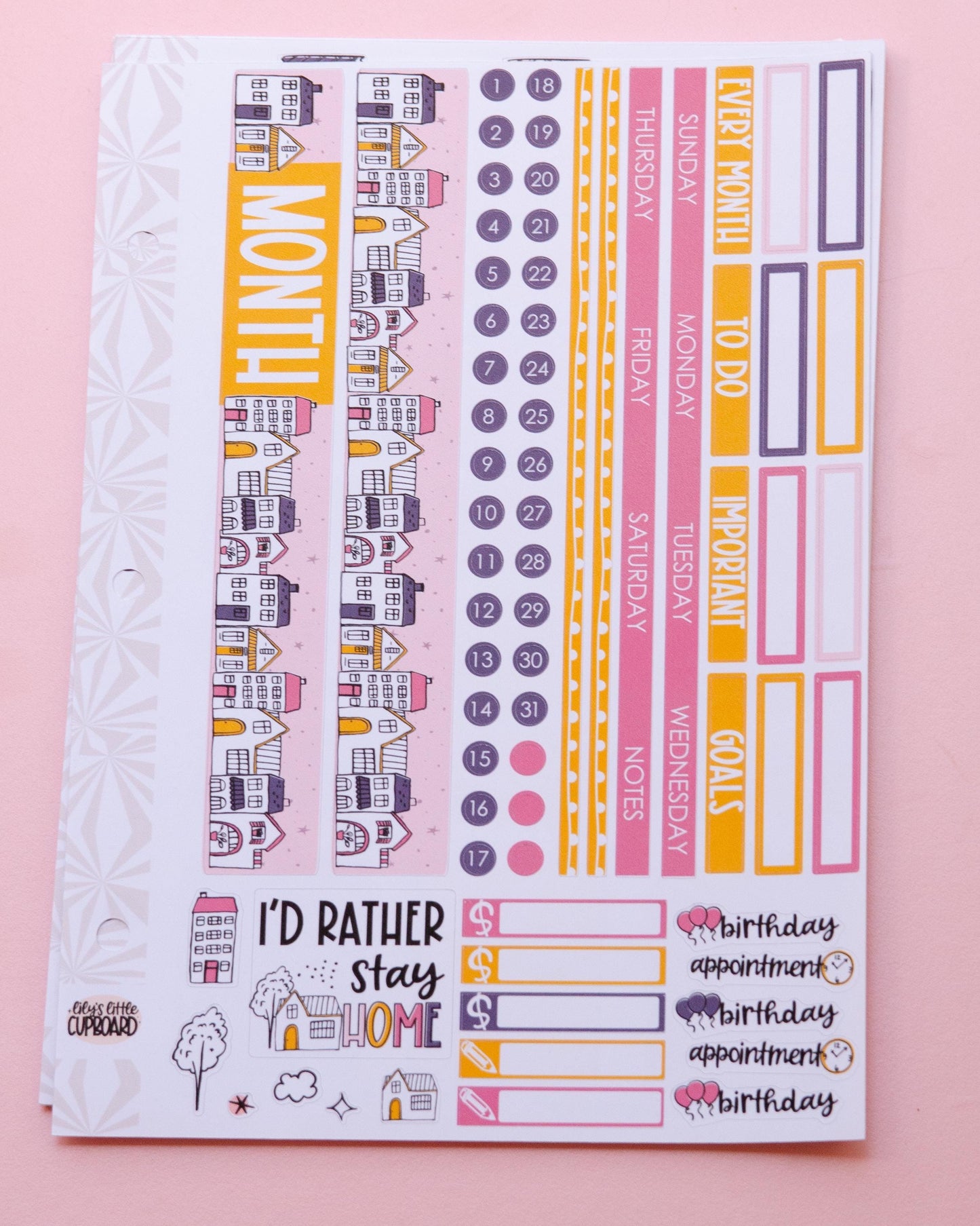 Let's Stay Home Simple Monthly Kit | Monthly Spread Planner Kits | Monthly Planner Sticker Kits