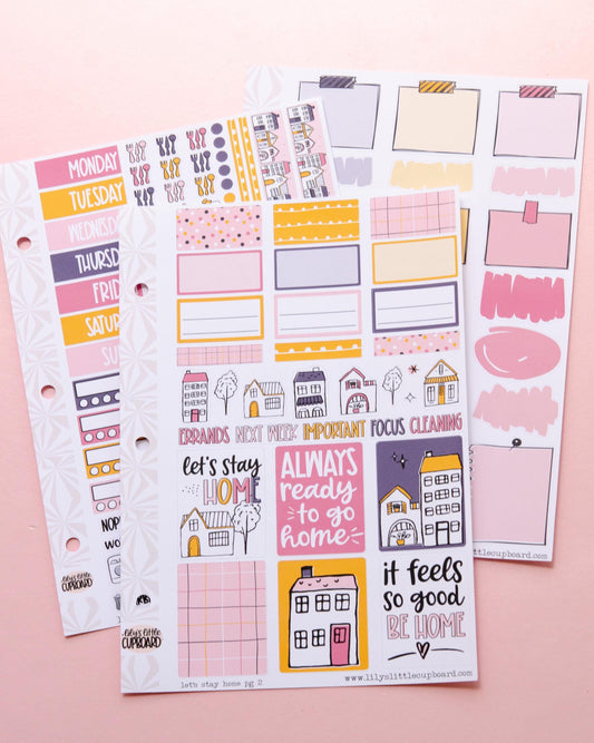 Let's Stay Home | Weekly Sticker Kit | Anytime Planner Kit | Cozy Vertical Sticker Kit | Cute Houses Sticker Kit A la Carte Planner Kit