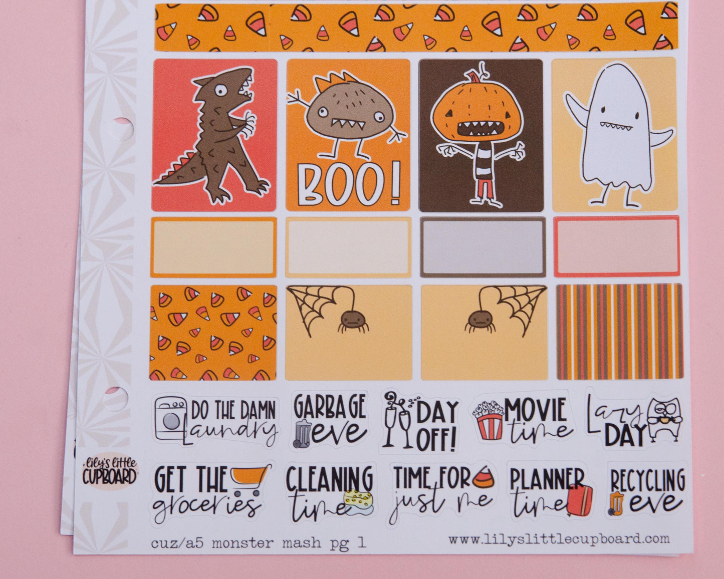 Monster Mash Halloween Hobonichi Cousin-A5 Weekly Sticker Kit | Cute Halloween Sticker Kit | A5 Weekly Planner Sticker Kit