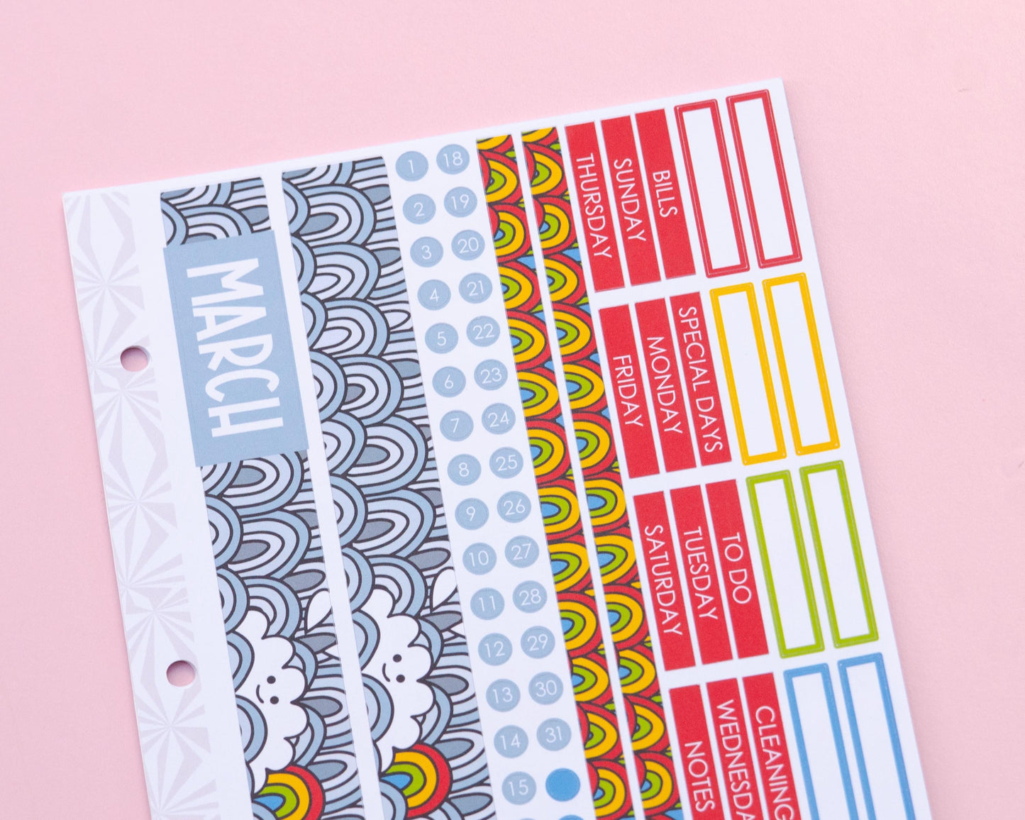 Simple Monthly Kit in Gray Skies and Rainbows | Monthly Spread Planner Kits | Monthly Planner Sticker Kits