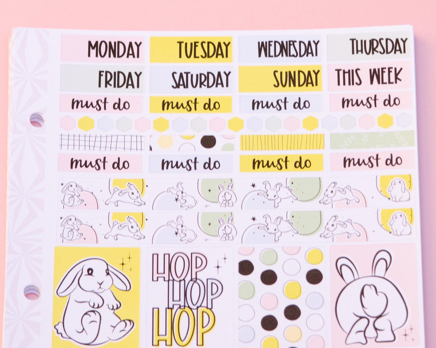 Adorable Bunnies Hobonichi Cousin and Other A5 Weekly Sticker Kit | Bunnies Sticker Kit | A5 Weekly Sticker Kit | Cute Bunny Stickers