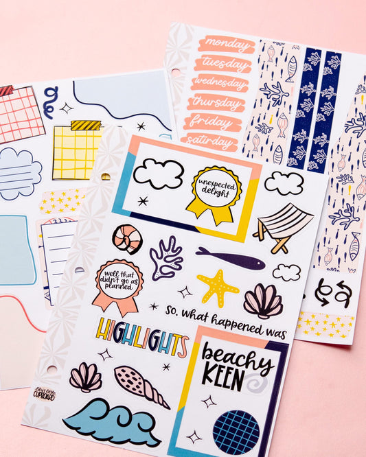 Beachy Keen Summer Travel Journaling Sticker Kit | Memory Keeping | Journal Stickers | Anytime Planner Kit | Spring Summer Sticker Kit