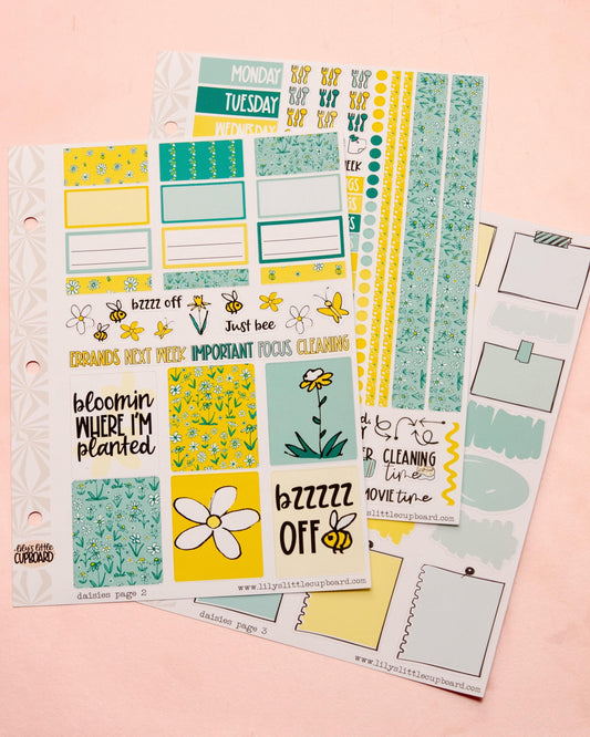 Daisies | Weekly Sticker Kit | Anytime Planner Kit | Spring Summer Vertical Sticker Kit | Floral Sticker Kit A la Carte Planner Kit