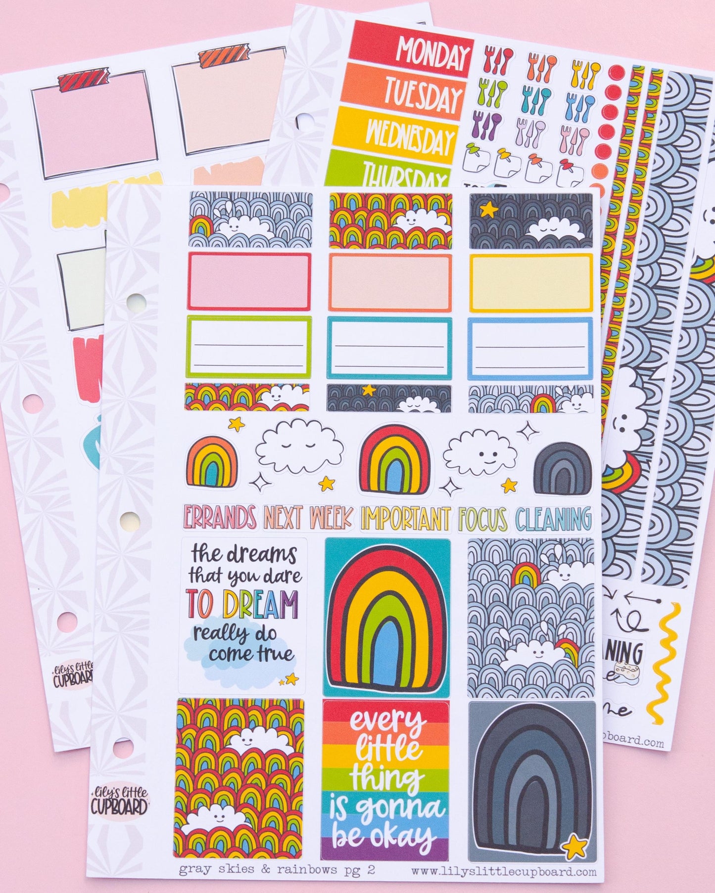Gray Skies and Rainbows | Weekly Sticker Kit | Colorful Planner Kit | Cute Rainbow | Rainy Day Sticker Kit A la Carte Planner Kit