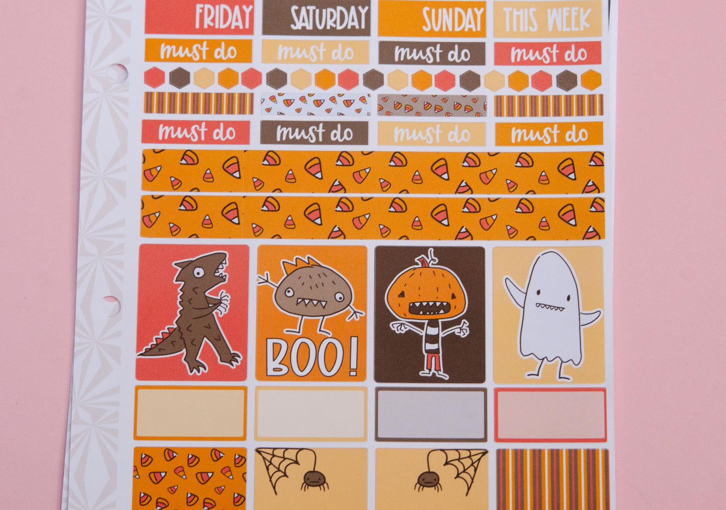 Monster Mash Halloween Hobonichi Cousin-A5 Weekly Sticker Kit | Cute Halloween Sticker Kit | A5 Weekly Planner Sticker Kit