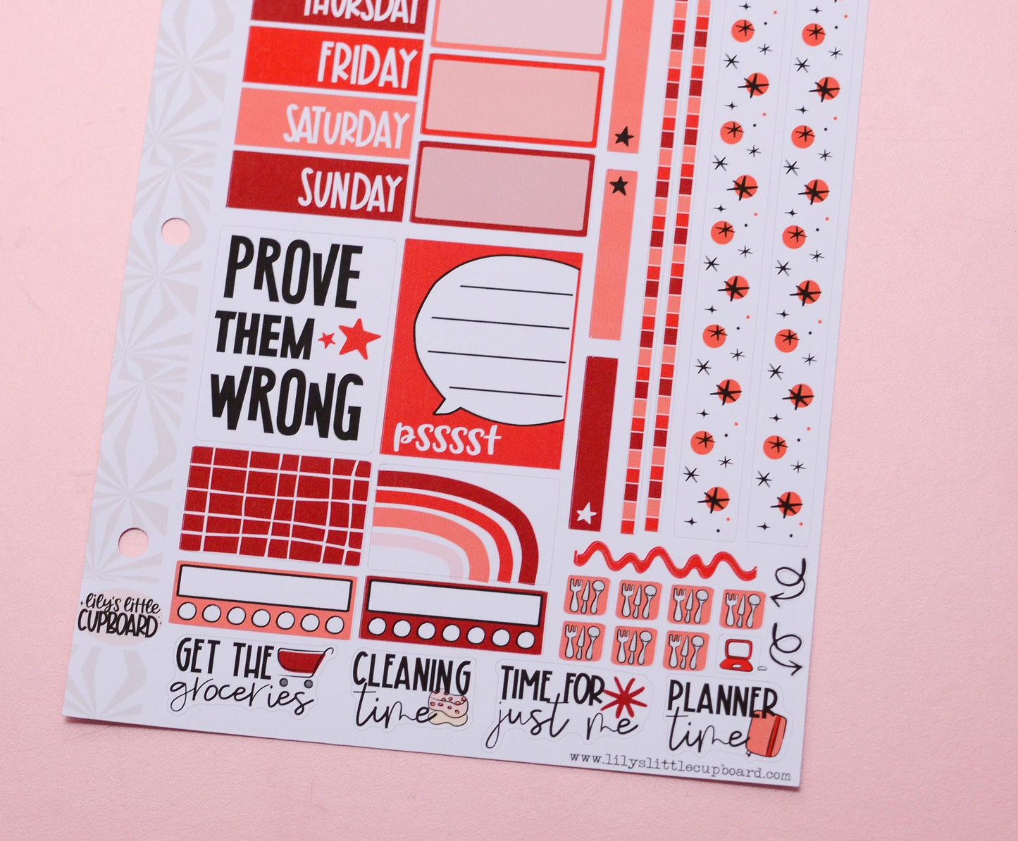 Monochrome Collection Reds | Functional Planner Stickers | Typography Scripts Planner Stickers | Weekly Planner Sticker Kit