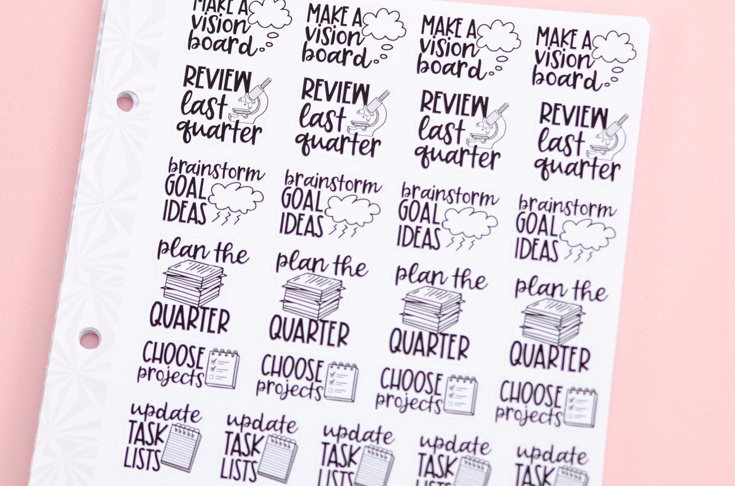 Quarterly Goal Planning Stickers  | Goal Setting Task Script Stickers | Adulting Stickers | Functional Deco Stickers
