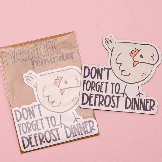 Don't Forget to Defrost Dinner Magnetic Reminder | Cute Fridge Magnets | Cute Chicken Magnets I Defrost Dinner Reminder | Funny Water Bottle