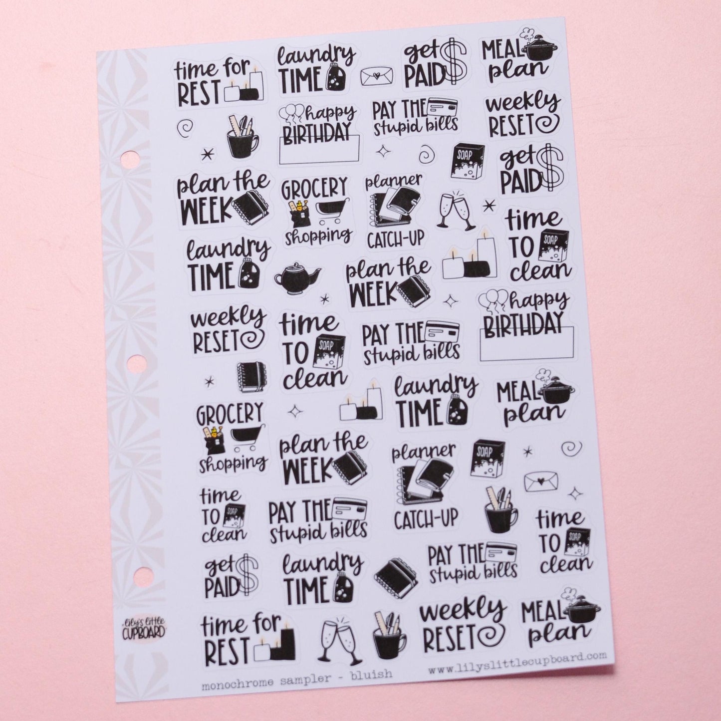 Monochrome Collection Black and White | Functional Planner Stickers | Typography Scripts Planner Stickers | Weekly Planner Sticker Kit