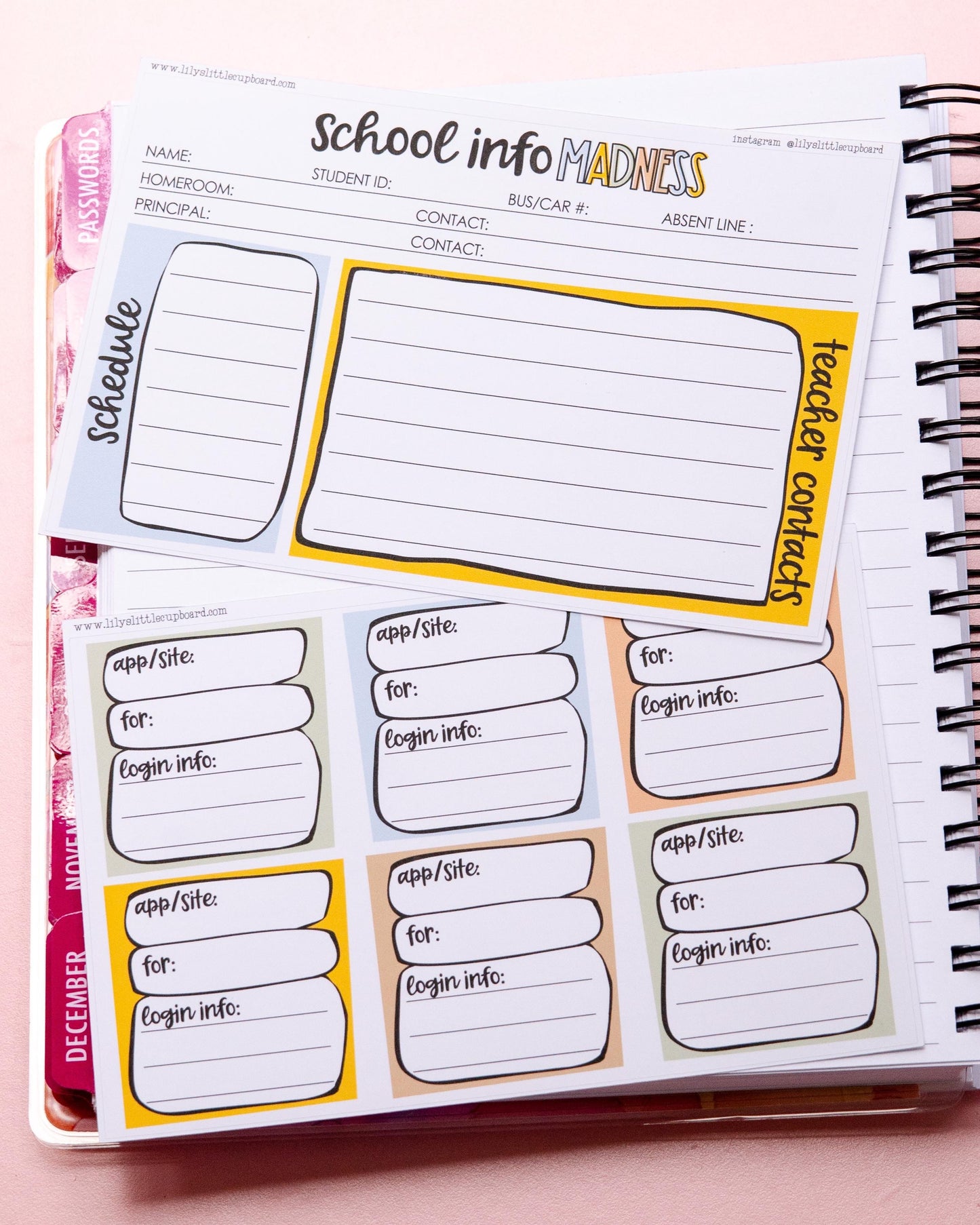 School Info Full Page Notes Page Sticker Kit | School Full Page Planner Stickers | Home Organization Dashboard Planner Full Page Sticker