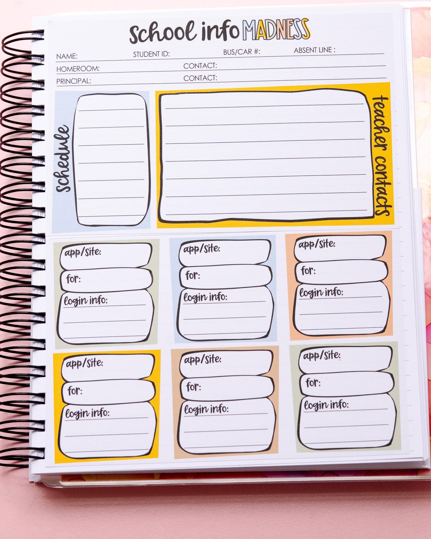 School Info Full Page Notes Page Sticker Kit | School Full Page Planner Stickers | Home Organization Dashboard Planner Full Page Sticker