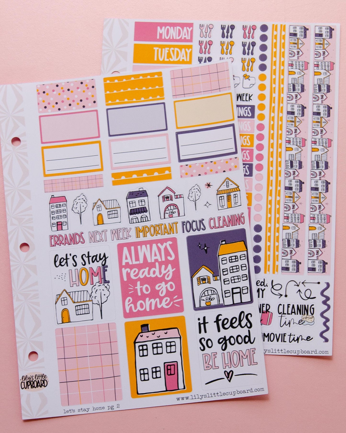 Let's Stay Home | Weekly Sticker Kit | Anytime Planner Kit | Cozy Vertical Sticker Kit | Cute Houses Sticker Kit A la Carte Planner Kit
