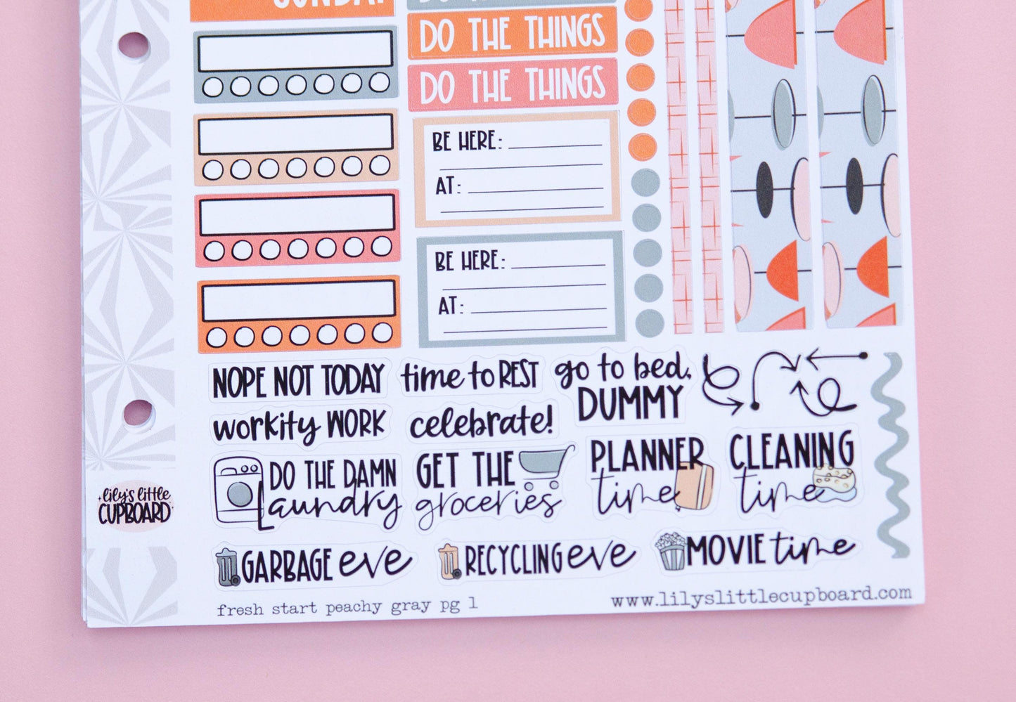 Fresh Start in Peachy Grays Vertical Weekly Sticker Kit | Standard Weekly Planner Sticker Kit | Goal Planner A la Carte Planner Kit