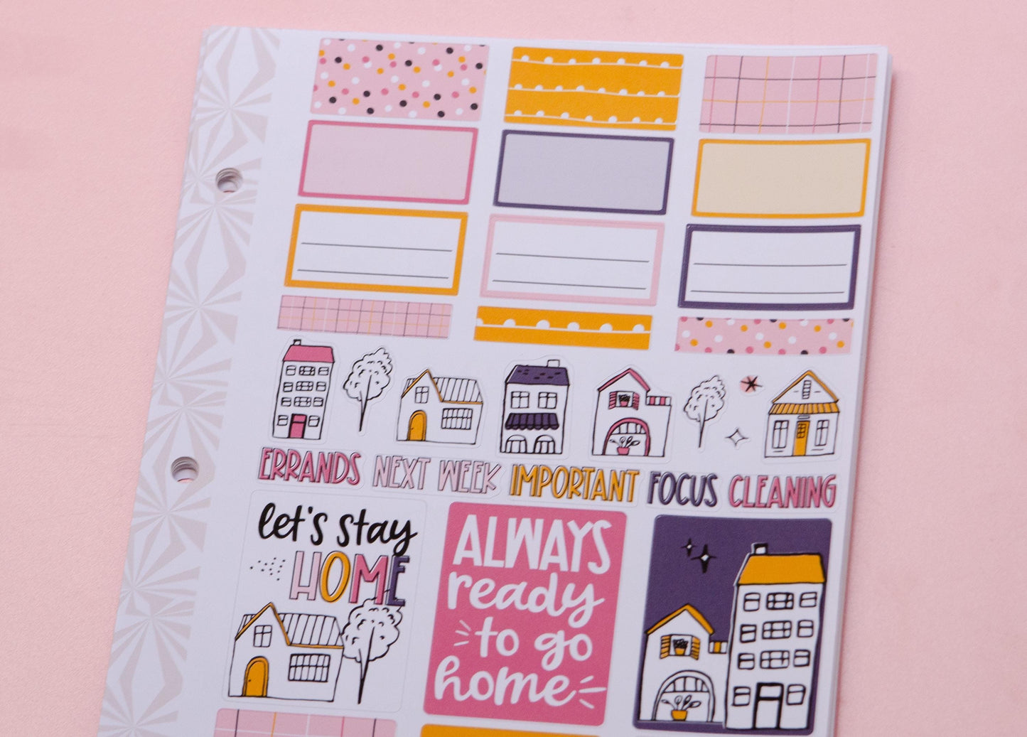 Let's Stay Home | Weekly Sticker Kit | Anytime Planner Kit | Cozy Vertical Sticker Kit | Cute Houses Sticker Kit A la Carte Planner Kit