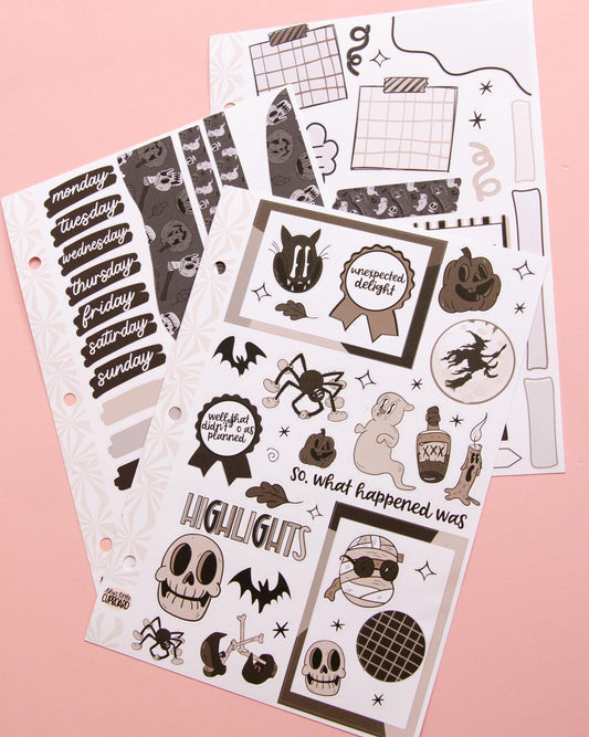Phantom Noir Halloween Journaling Sticker Kit: Jumbo Planner Stickers