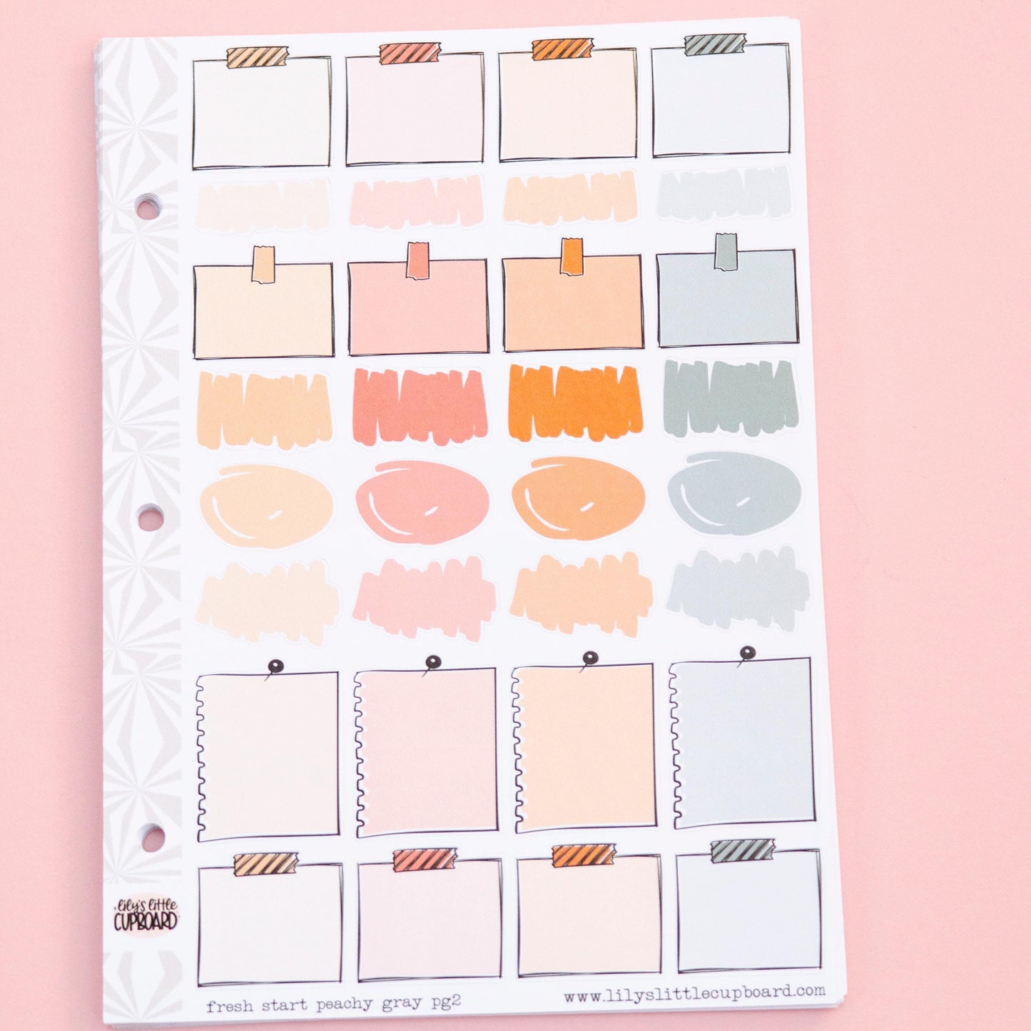 Hobo Cuz-A5 Weekly Sticker Kit in Fresh Start  Peachy Grays | Goal Planner Hobonichi Sticker Kit | A5 Weekly Planner Sticker Kit