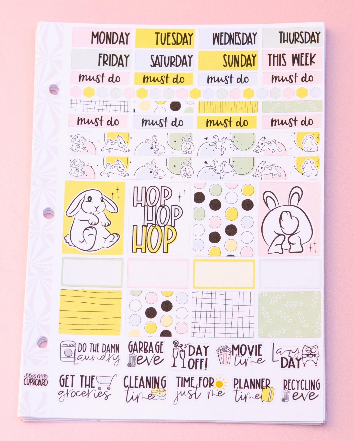 Adorable Bunnies Hobonichi Cousin and Other A5 Weekly Sticker Kit | Bunnies Sticker Kit | A5 Weekly Sticker Kit | Cute Bunny Stickers