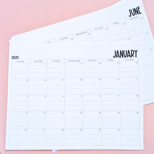 Free Printable 2025 Letter-Sized Calendar