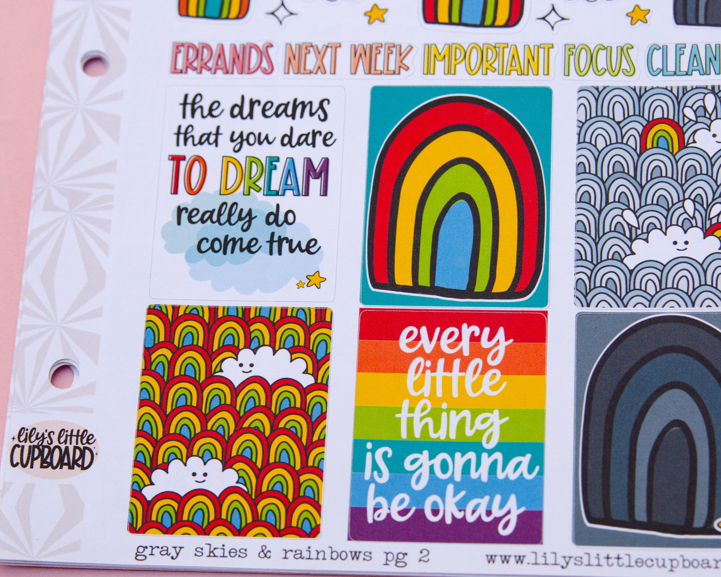 Gray Skies and Rainbows | Weekly Sticker Kit | Colorful Planner Kit | Cute Rainbow | Rainy Day Sticker Kit A la Carte Planner Kit