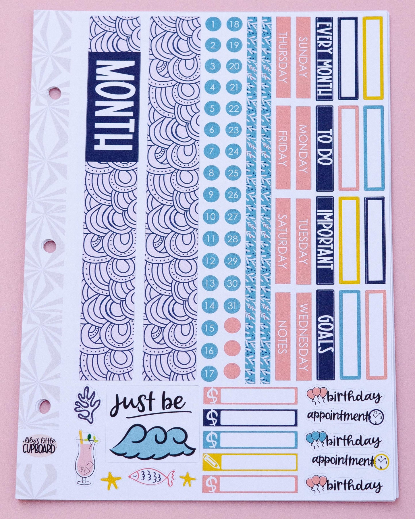 Beachy Keen Simple Monthly Kit | Monthly Spread Planner Kits | Monthly Planner Sticker Kits
