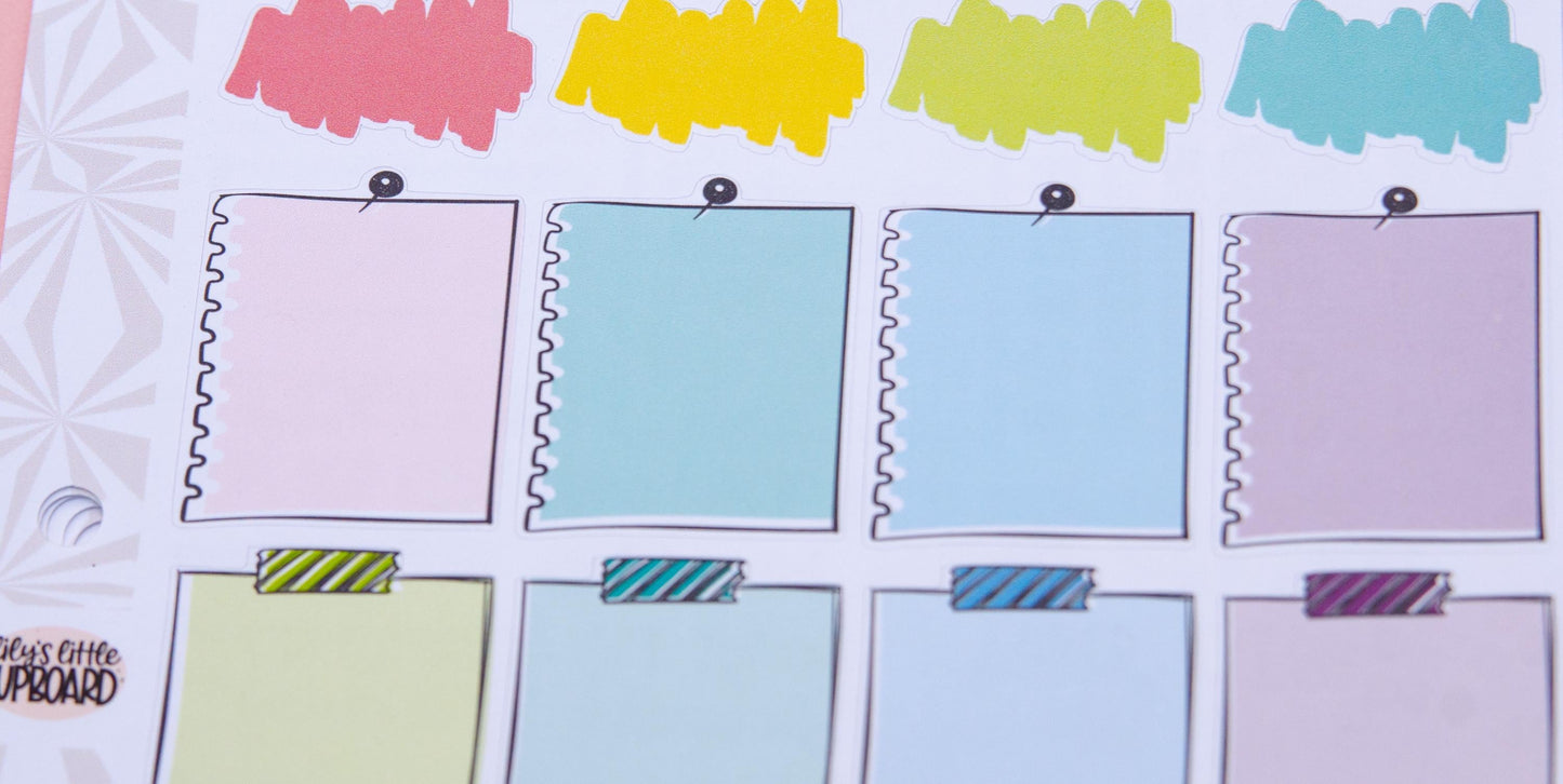 Gray Skies and Rainbows Hobonichi Cousin and Other A5 Weekly Sticker Kit in | Rainbow Sticker Kit | A5 Weekly Sticker Kit | Rainy Day Cute