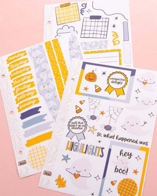Happy Little Ghosties Halloween Journaling Sticker Kit: Jumbo Planner Stickers