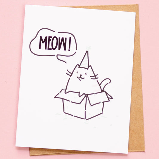 Cat in a Box Birthday Card | Cute Birthday Card | Greeting Card | A2 Birthday Card | Printed Birthday Card
