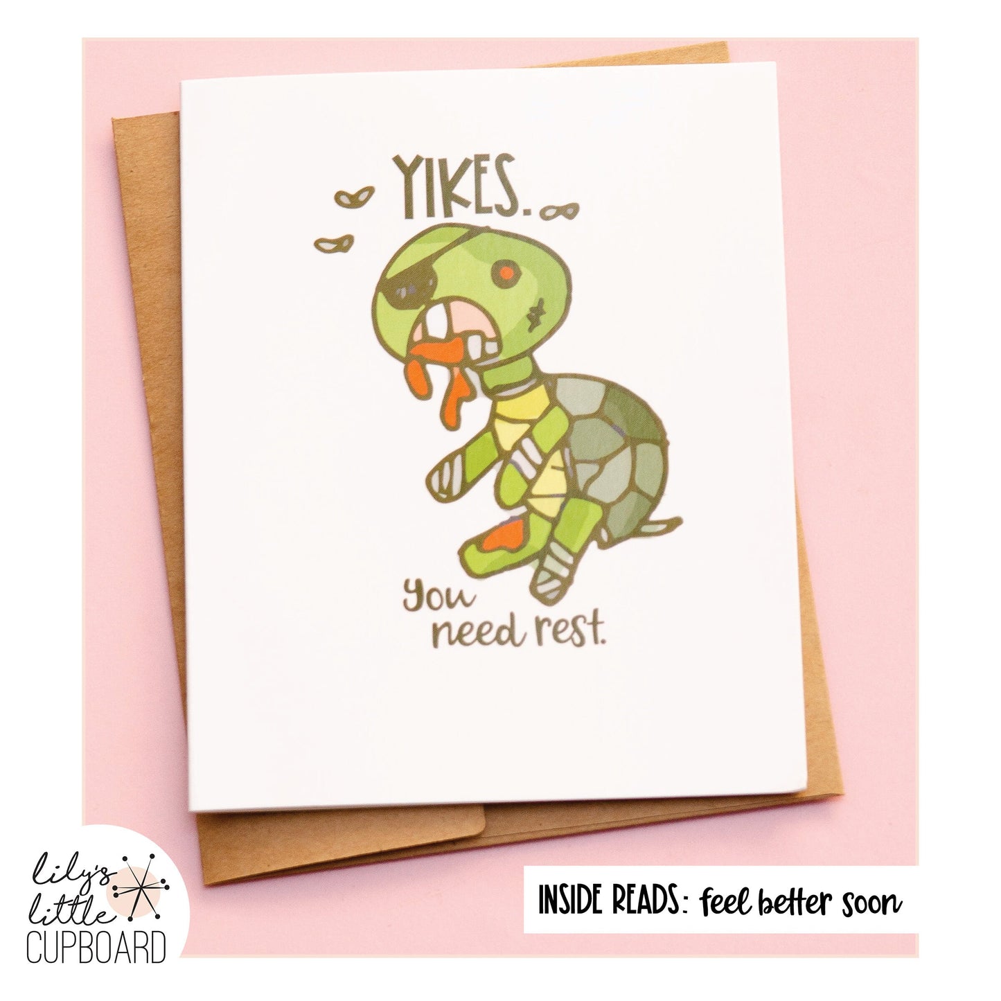 Get Well Soon Zombie Card | Get Well Card | Encouragement Card | Cute Greeting Card | A2 Card | Printed Support Card | Friendship Card