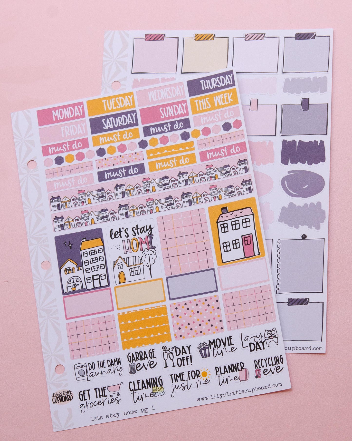 Let's Stay Home Hobonichi Cousin and Other A5 Weekly Sticker Kit in | Cozy Day Sticker Kit | A5 Weekly Sticker Kit | Home  Planner Cute