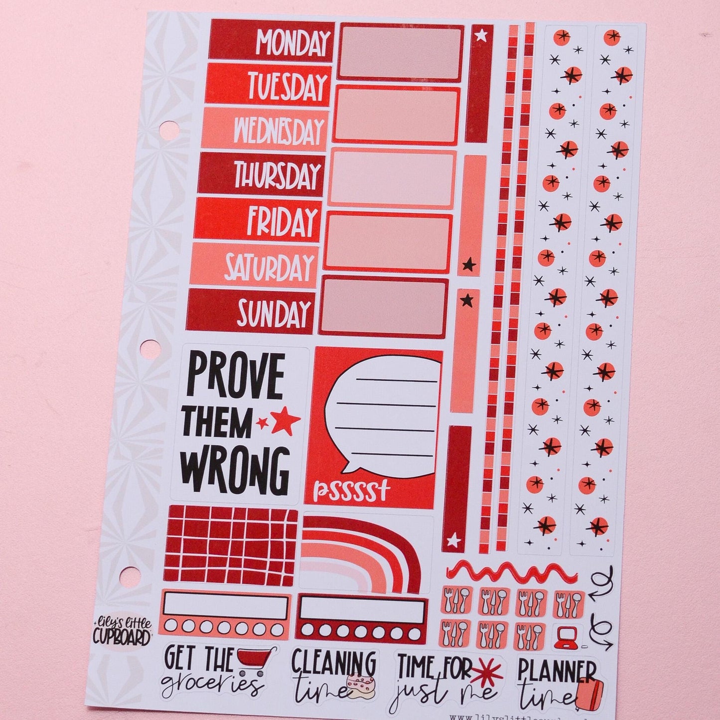 Monochrome Collection Reds | Functional Planner Stickers | Typography Scripts Planner Stickers | Weekly Planner Sticker Kit