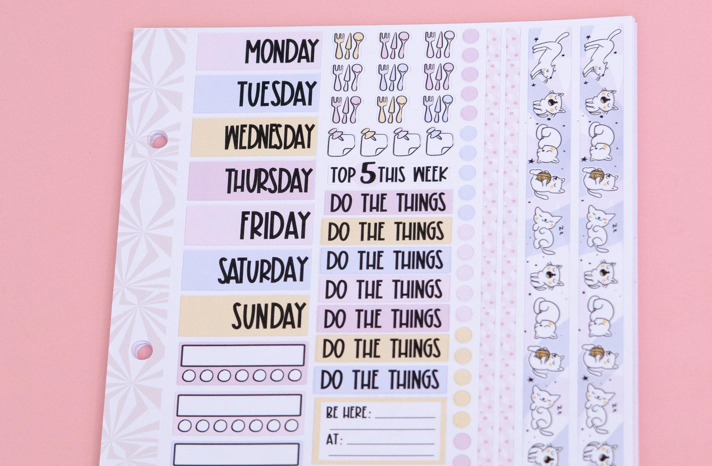 Sleepy Kitties | Weekly Sticker Kit | Anytime Planner Kit | Cozy Kittens Vertical Sticker Kit | Kitty Cat Sticker Kit A la Carte Planner Kit