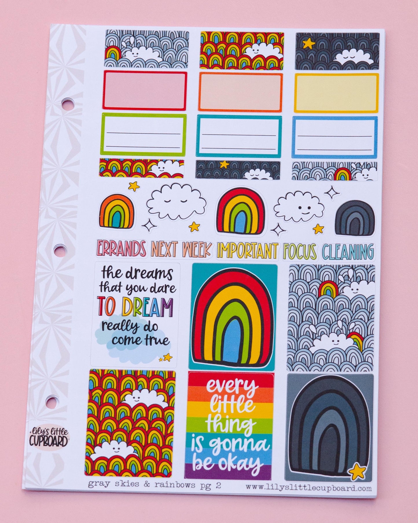 Gray Skies and Rainbows | Weekly Sticker Kit | Colorful Planner Kit | Cute Rainbow | Rainy Day Sticker Kit A la Carte Planner Kit