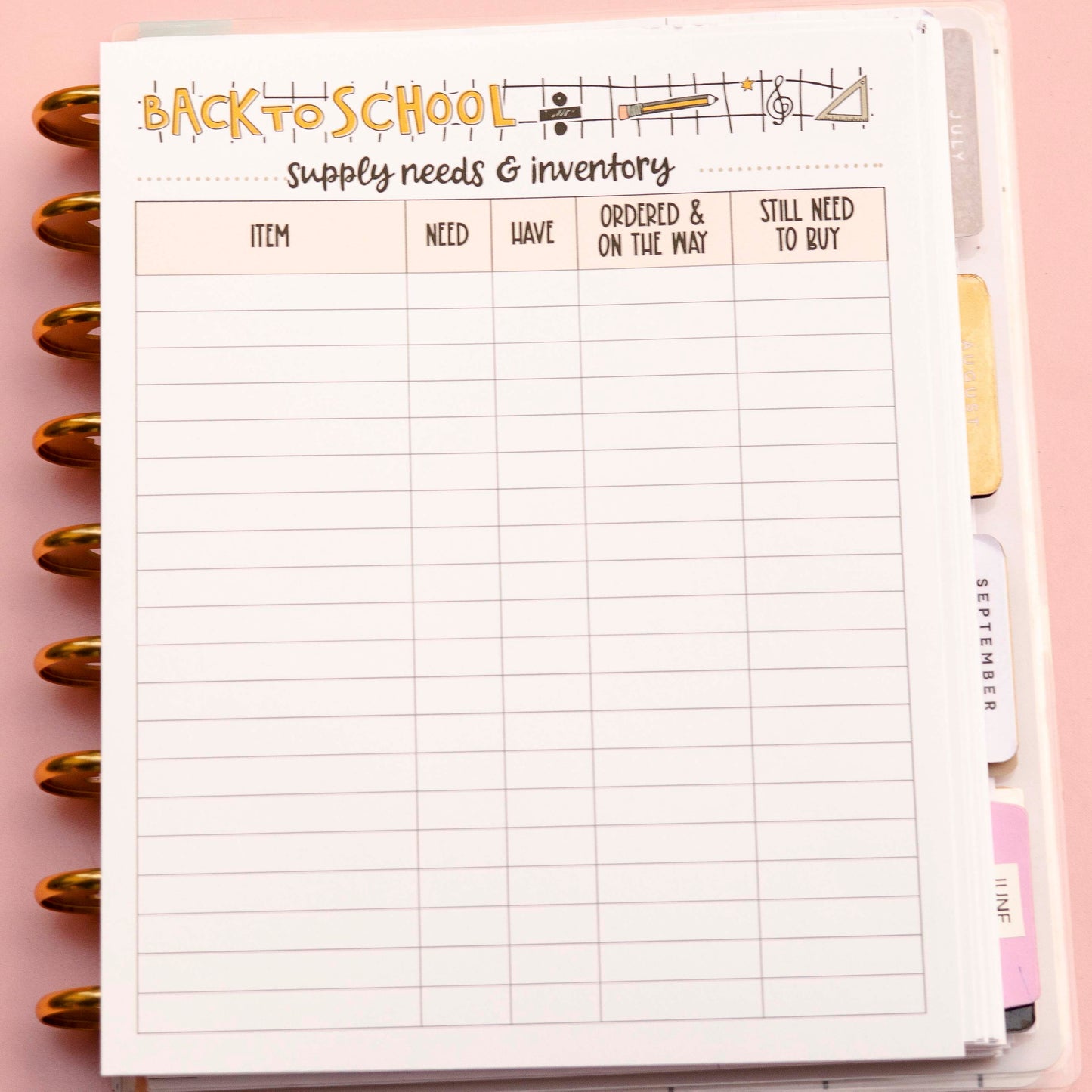 Back to School Printable Planner