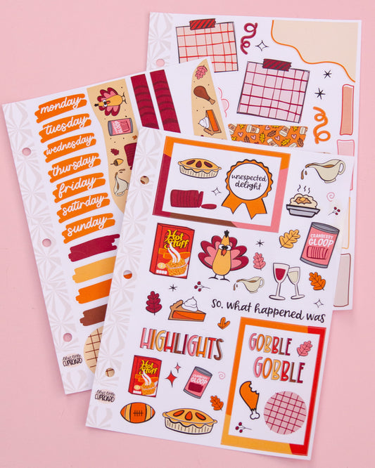 Turkey Talk Thanksgiving Journaling Sticker Kit: Jumbo Planner Stickers