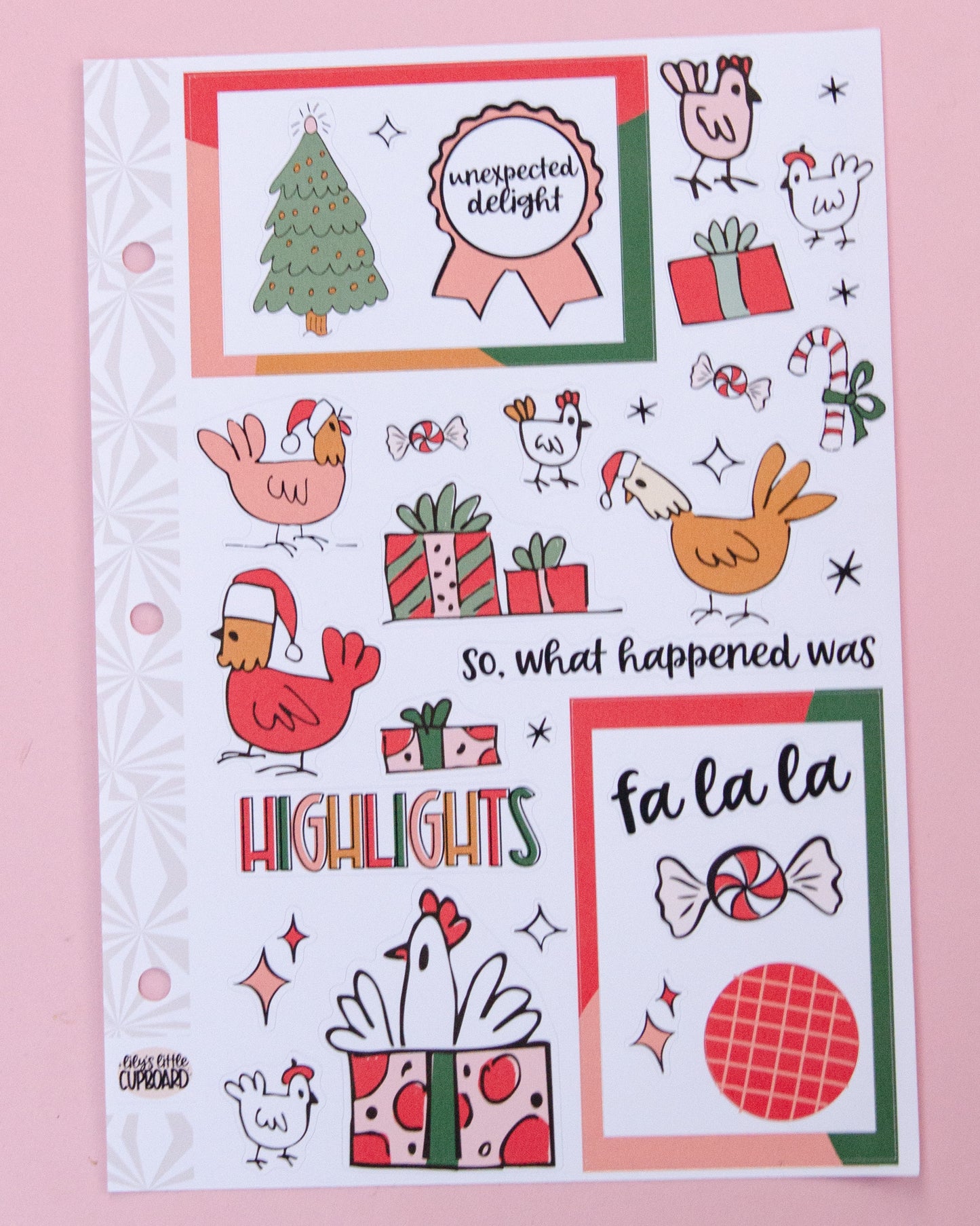 Christmas Chickens Journaling Sticker Kit: Jumbo Planner Stickers