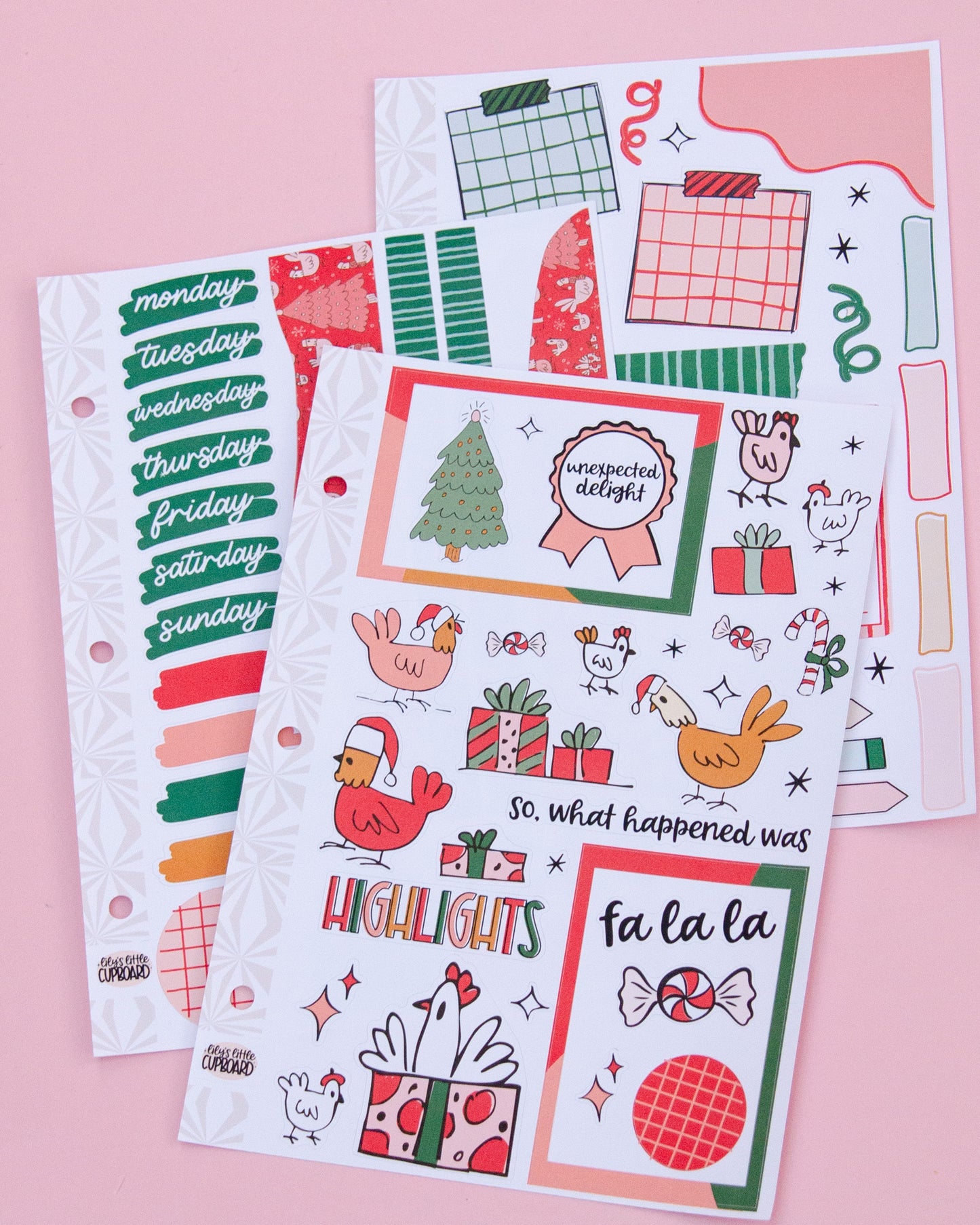 Christmas Chickens Journaling Sticker Kit: Jumbo Planner Stickers