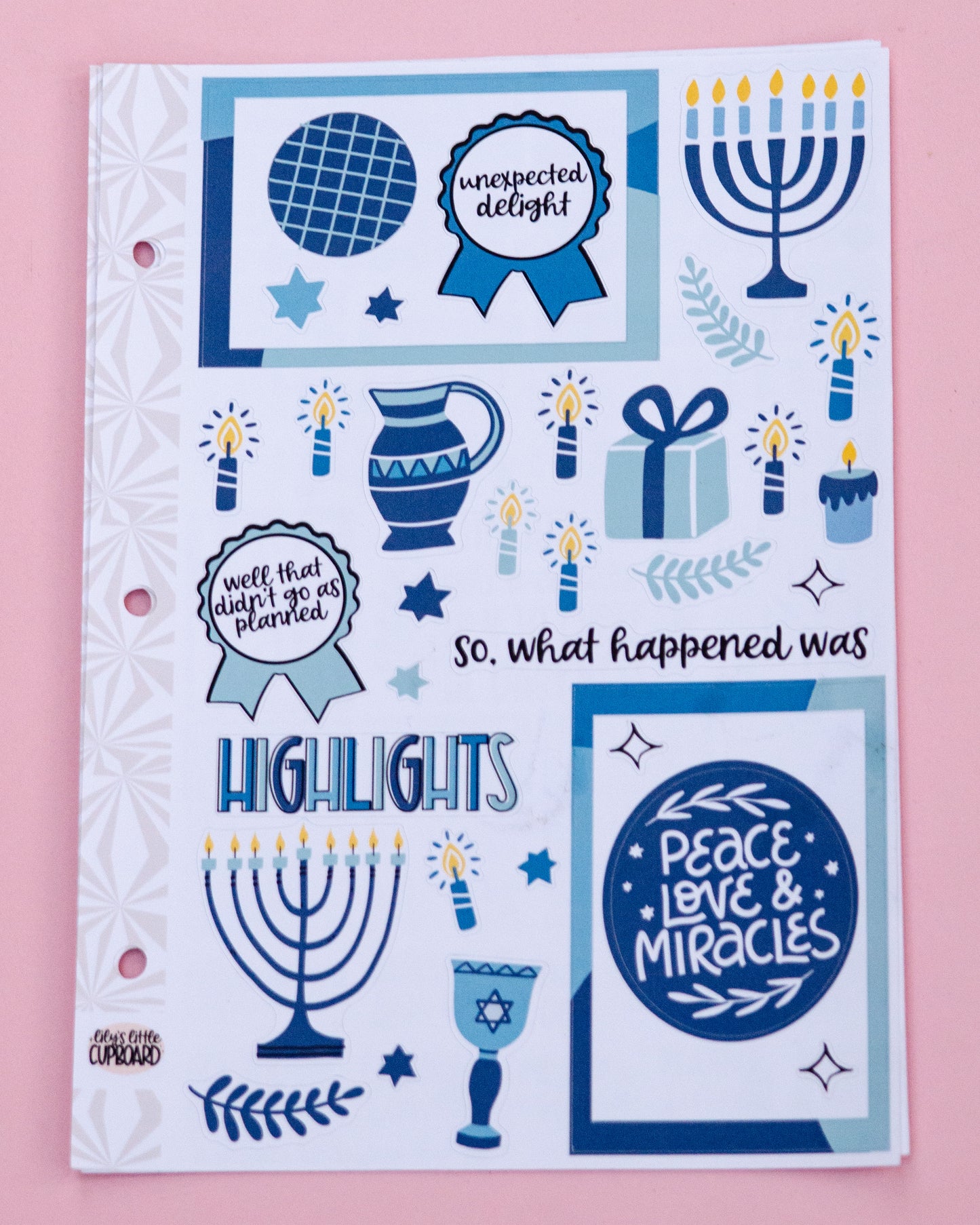8 Nights of Lights Hanukkah Journaling Sticker Kit: Jumbo Planner Stickers