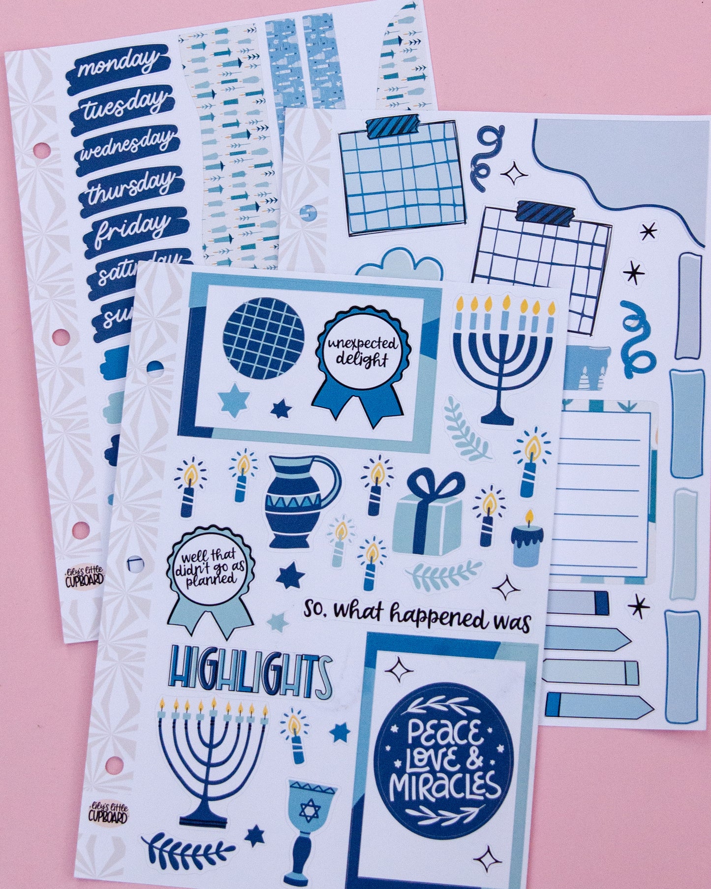 8 Nights of Lights Hanukkah Journaling Sticker Kit: Jumbo Planner Stickers