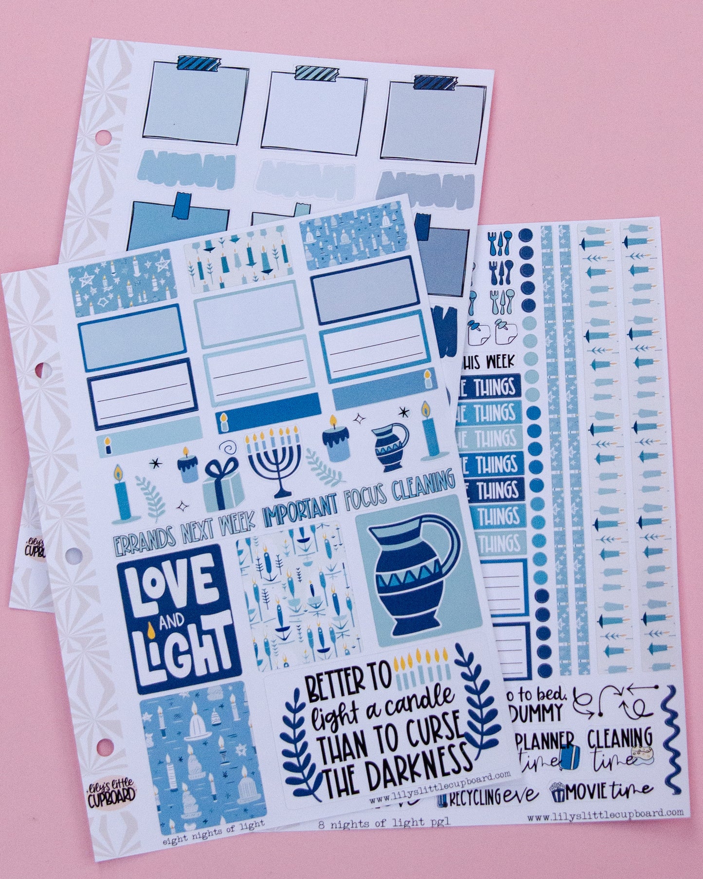 8 Nights of Lights Standard Vertical Sticker Kit: Weekly Planner Sticker Kit