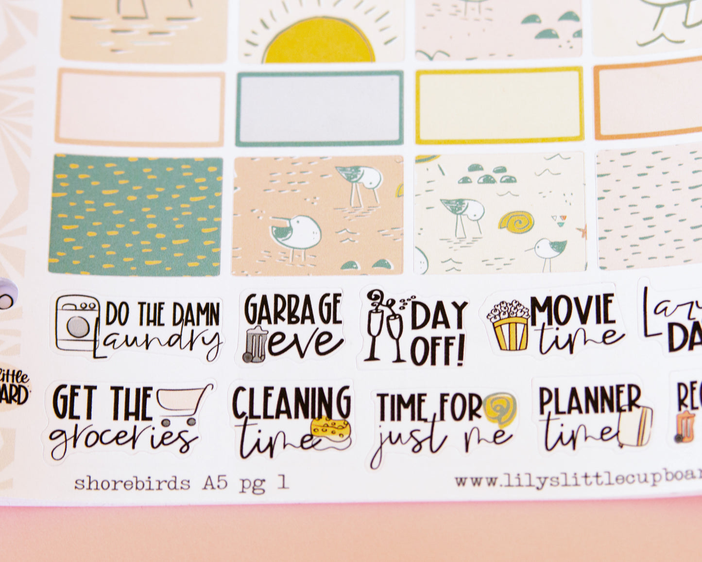 Shorebirds Hobonichi Cousin and Other A5 Weekly Sticker Kit in | Beach Sticker Kit | A5 Weekly Sticker Kit | Rainy Day Cute (Copy)