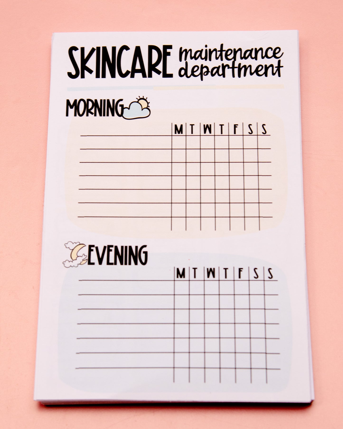 Skincare Maintenance Department Notepad | Self Care Deskpad | Reminder Notepad | Weekly Habit Tracker List | Deskpad | Handmade notepad