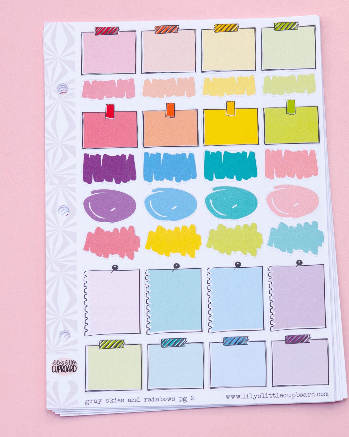 Gray Skies and Rainbows Hobonichi Cousin and Other A5 Weekly Sticker Kit in | Rainbow Sticker Kit | A5 Weekly Sticker Kit | Rainy Day Cute