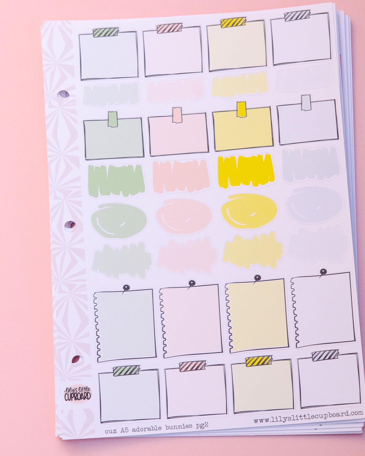 Adorable Bunnies Hobonichi Cousin and Other A5 Weekly Sticker Kit | Bunnies Sticker Kit | A5 Weekly Sticker Kit | Cute Bunny Stickers