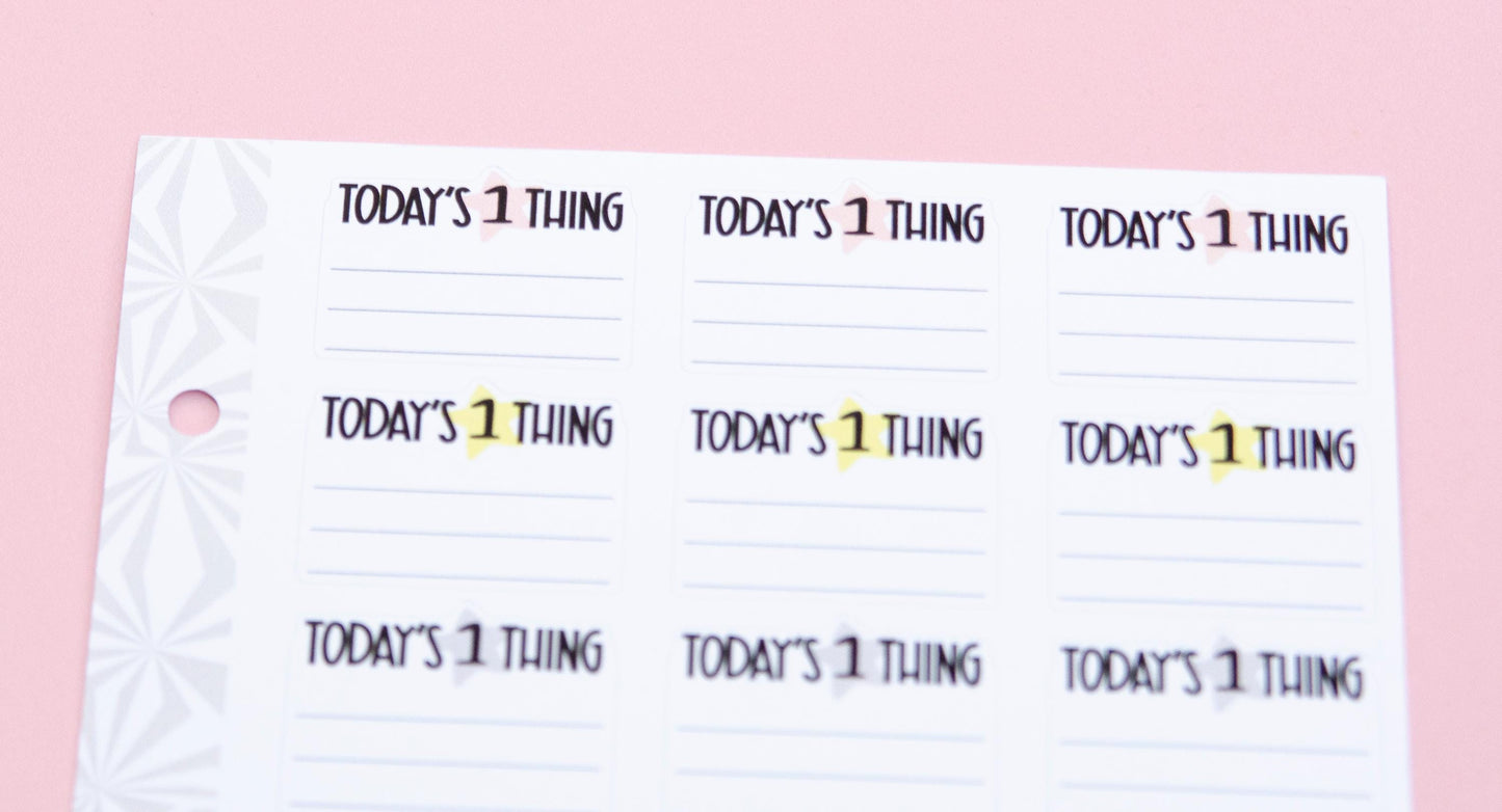 One Thing Today Planning Stickers  | Focused Task Script Stickers | Goal Planning Stickers | Functional Deco Stickers